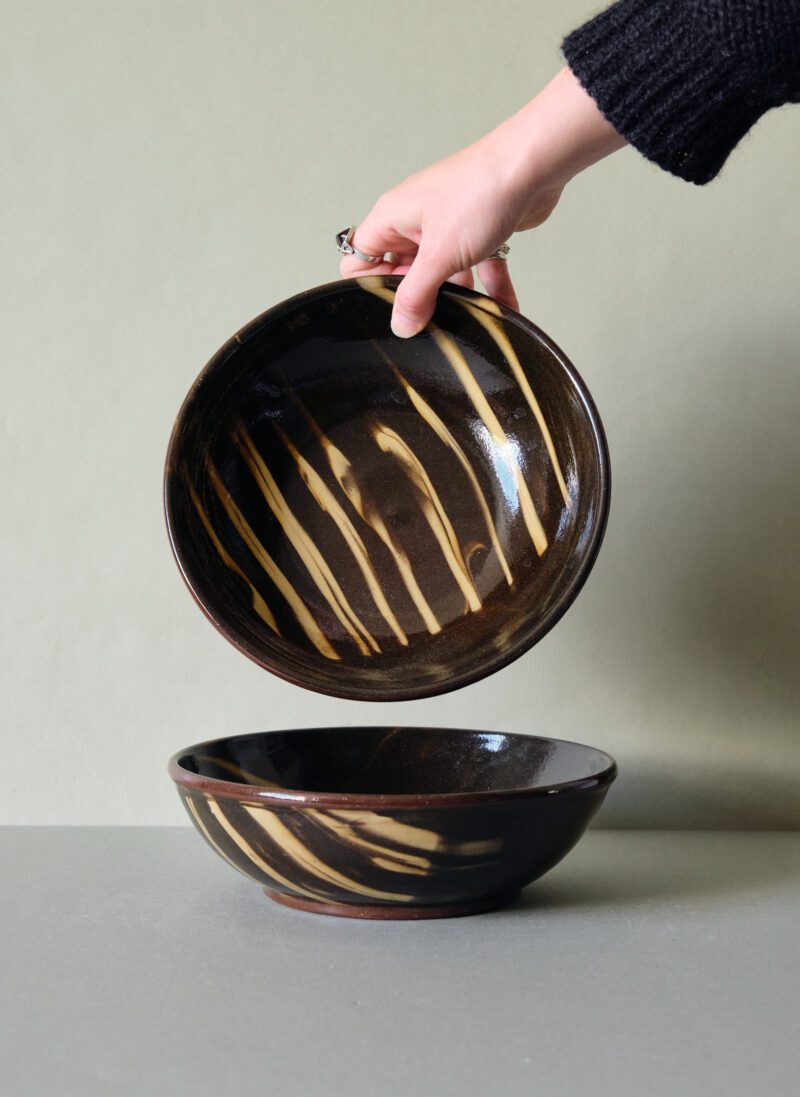 A Pair of Slipware Pasta Bowls by Rob Towler