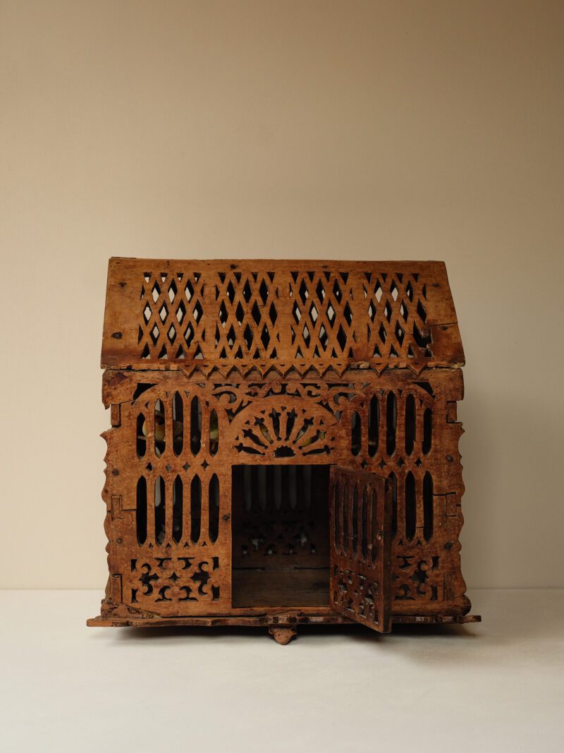 Vintage Carved Wood Ornamental Birdcage - Delicate
