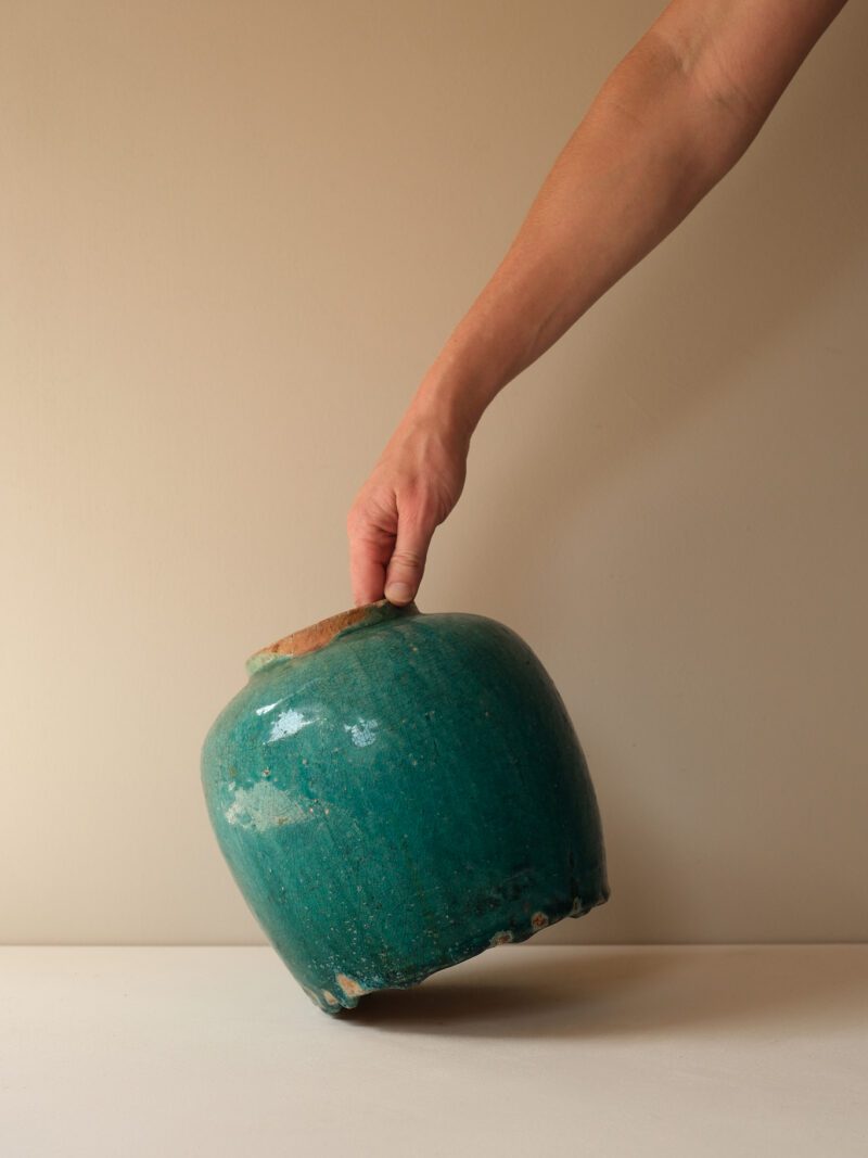 19th Century Antique Chinese Turquoise Stoneware Jar