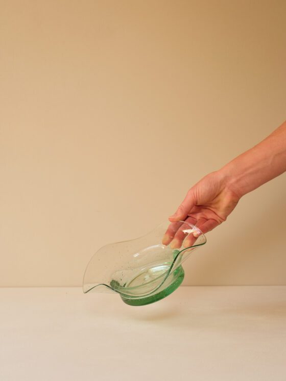 Green Hand-Blown Art Glass Bowl