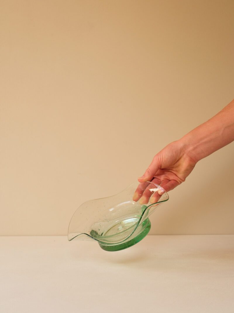 Green Hand-Blown Art Glass Bowl