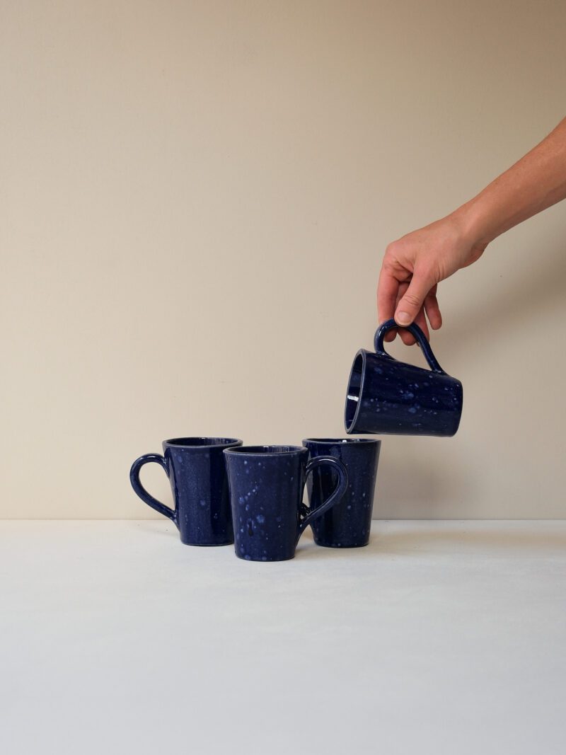 Slab Built Blue Mugs - Set of Five
