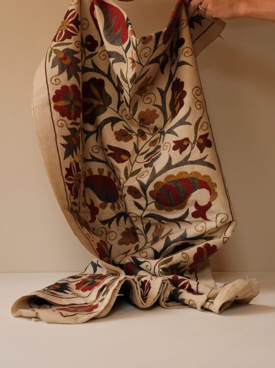 Antique Suzani Runner - Hand Embroidered in Silk