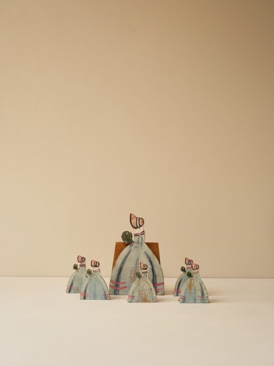 Vintage 1930s-1940s Wooden Crinoline Lady Place Card Holders