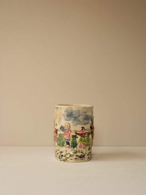 Folk Art Story Vase